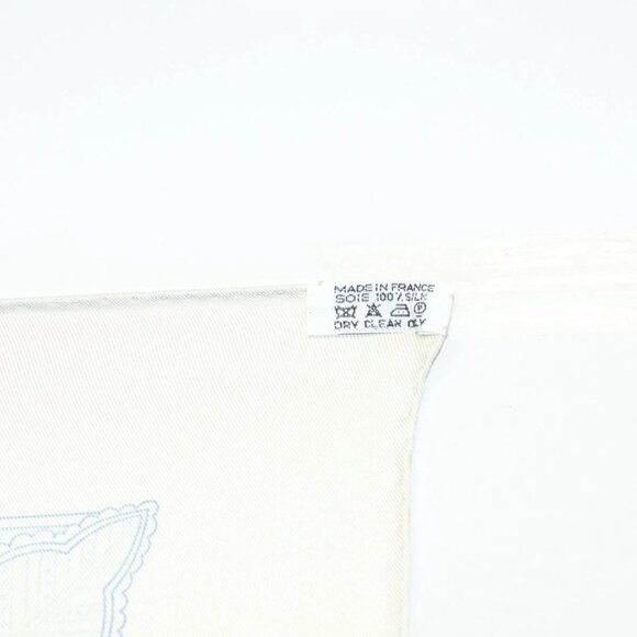 HERMES Carre 90 Scarf ""Les chants du Henne"" Silk Peppermint Auth am8731 - Picture 15 of 15